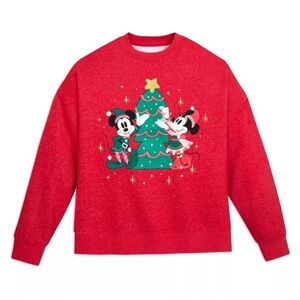 NWT Disney Parks Christmas Mickey Minnie Embroidered Sparkle Sweatshirt 1X